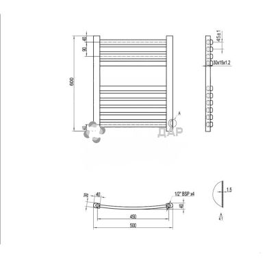 Рушникосушарка водяна Q-Tap Dias (WHI) P12 600x500 HY