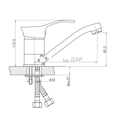 Смеситель кухонный Q-Tap Eris СRM 002M