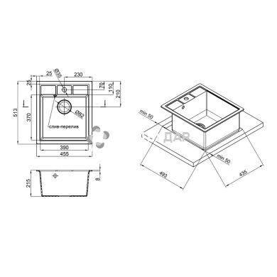 Мийка кухонна Lidz 460х515/200 BLA-03