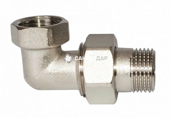 Сгон с американкой латунный Gross 1/2 ВН угловой никель