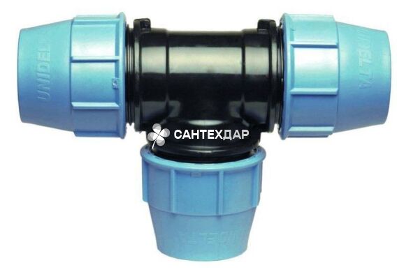 Тройник зажимной для труб ПНД Unidelta 32 мм