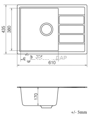 Мойка кварцевая Vankor Easy EMP 02.62 Beige + сифон