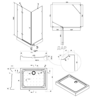 Душова кабіна Q-tap CAPRICORN CRM1018RC6 і піддон UNIRECT 301815 прямокутний 100x80