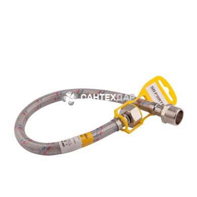 Шланг гибкий SD Forte для воды 1/2" ВН 2.0 м нержавеющая оплетка в силиконе