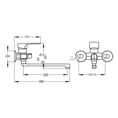 Смеситель для ванной Potato P2230-6-40