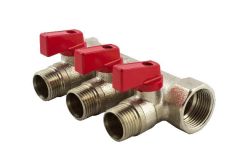 Коллектор с шаровыми кранами под резьбу FADO 1"x5 выходов