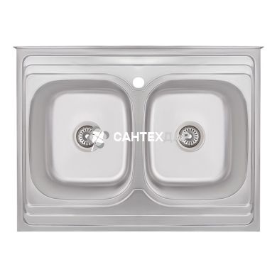 Мойка кухонная Imperial нержавейка 6080 Decor 0,8 мм двойная