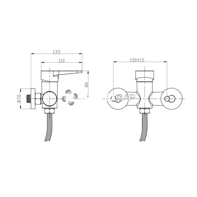 Смеситель для душевой кабины GF Italy 01-010-35 CRM