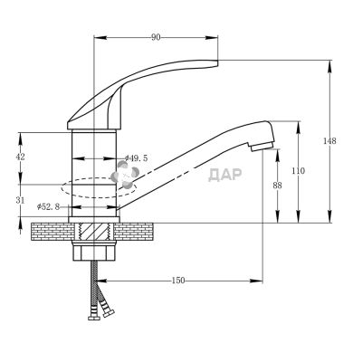 Смеситель для кухни Potato P4507-2B-40 на гайке