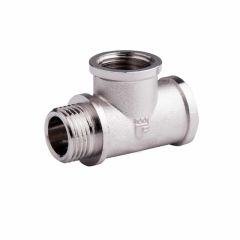 Тройник латунный SD Forte 3/4 ВВН никель