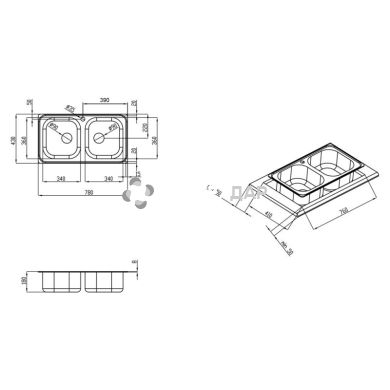 Кухонная мойка из нержавейки Qtap 7843-B Micro Decor 0,8 мм