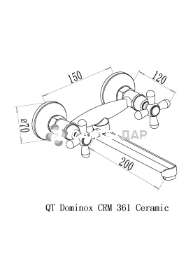 Смеситель кухонный буксовый настенный Q-Tap Dominox CRM 361 резина