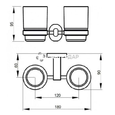 Стакан настенный QT Liberty ANT 1155 двойной
