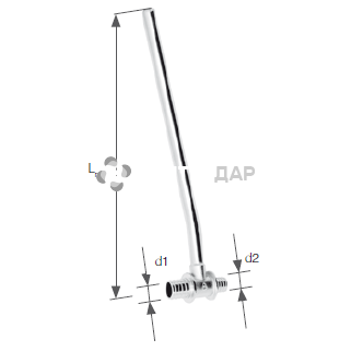 Тройник KAN Push 14x2/14x2 мм с никелированной трубкой Cu 15 мм L 750 мм