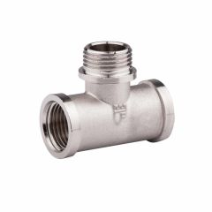 Тройник латунный SD Forte 3/4 ВНВ никель