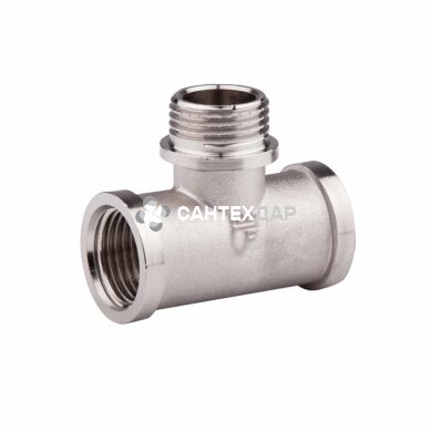 Тройник латунный SD Forte 3/4 ВНВ никель