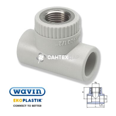 Тройник ППР Wavin Ekoplastik 32х1/2" ВР