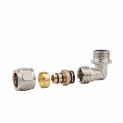 Угол металлопластиковый обжимной SD Forte 16х1/2" НР