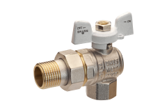 Кран-американка угловой Brass 20 мм 3/4" PN40 белая бабочка