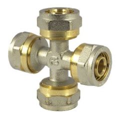 Крестовина металлопластиковая обжимная АБ 16 мм