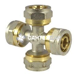 Крестовина металлопластиковая обжимная АБ 16 мм