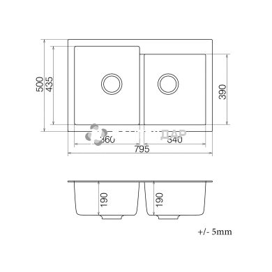 Мийка кварцева Vankor Orman OMP 05.80 Black + сифон