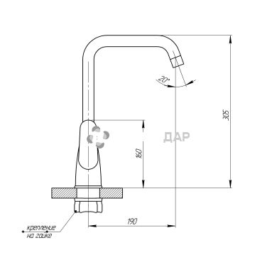 Смеситель для кухни GF Italy 01-007AF-35 U CRM на гайке