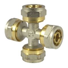 Крестовина металлопластиковая обжимная АБ 20 мм