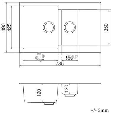 Мойка кварцевая Vankor Orman OMP 04.80 Gray + сифон