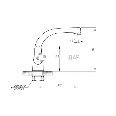Смеситель для кухни GF Italy 01-007F-35 U CRM на гайке