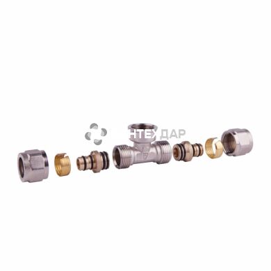 Тройник металлопластиковый обжимной SD Forte 16х1/2"х16 ВР