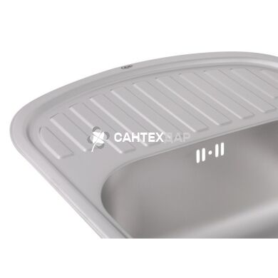 Мийка кухонна з нержавіючої сталі Qtap 6349 Satin 0,8 мм