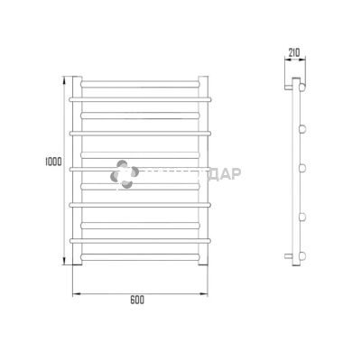 Полотенцесушитель водяной UA Лесенка РЛС D 38/20х1/2" 60х100 S6