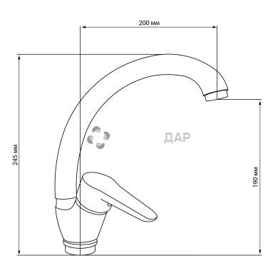 Смеситель для кухни GF Italy 01-008F-35 U CRM на гайке