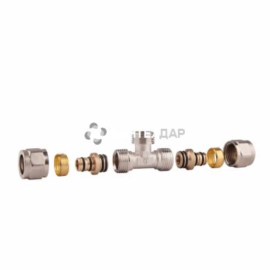 Тройник металлопластиковый обжимной SD Forte 16х1/2"х16 НР