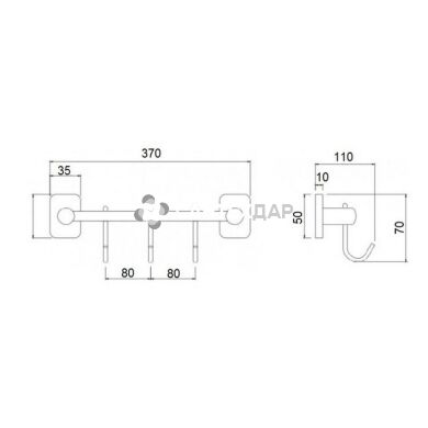 Держатель полотенец QT Liberty CRM 1154-3 3 крючка