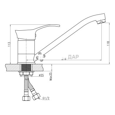 Смеситель кухонный на гайке Q-Tap Eris СRM 003