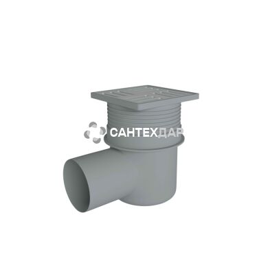 Трап горизонтальный регулируемый ANI Plast TA1612 выпуск 110 мм с нержавеющей решеткой 15x15 см