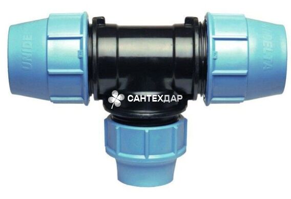Тройник зажимной переходной для труб ПНД Unidelta 90х63х90 мм