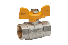 Кран кульковий Brass для газа 15 мм 1/2" ВВ PN40 жовтий метелик