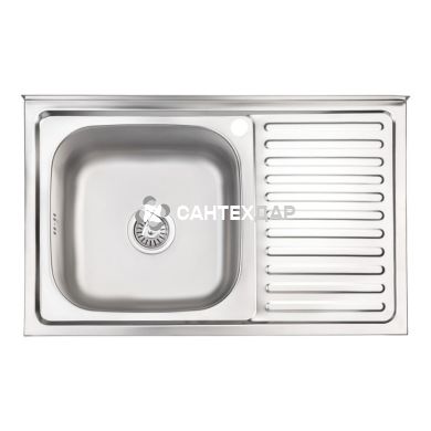 Кухонна мийка нержавіюча Lidz 5080-L Satin 0,8 мм