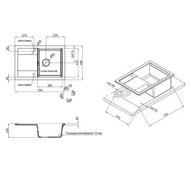 Мийка кухонна Qtap CS 7449 BLA