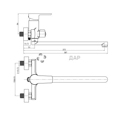 Смеситель для ванной Q-Tap Eco CRM 005 NEW