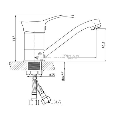 Смеситель кухонный на гайке Q-Tap Eris СRM 003М