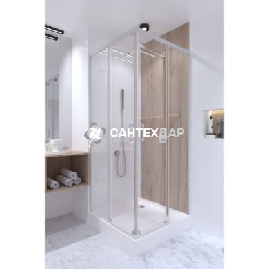 Набор Qtap душевая кабина Taurus WHI1099SC6 Clear + поддон Unisquare 309915