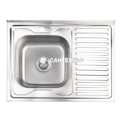 Кухонна мийка нержавіюча Lidz 6080-L Satin 0,8 мм