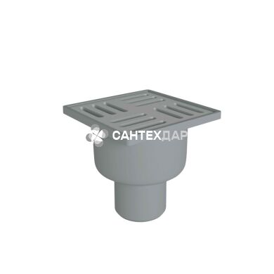 Трап сухой вертикальный ANI Plast TQ5202 выпуск 50 мм с нержавеющей решеткой 10x10 см