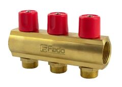 Балка коллекторная с вентилями под евроконус FADO 1"x8 выходов