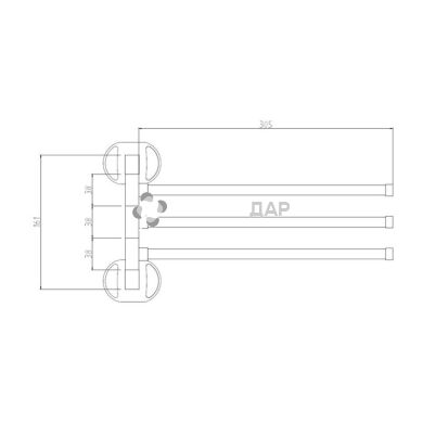 Держатель полотенец GF Italy 2713 тройной поворотный хром