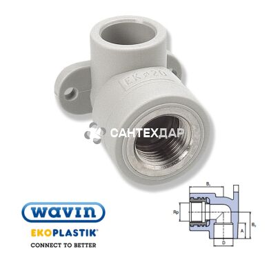 Колено монтажное ППР Wavin Ekoplastik 20х1/2" ВР